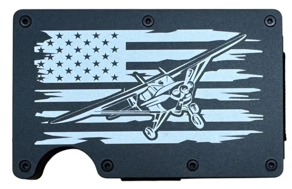 Airplane Flag Metal Wallet