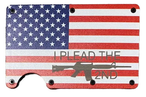USA flag wallet with M16, I plead the 2nd