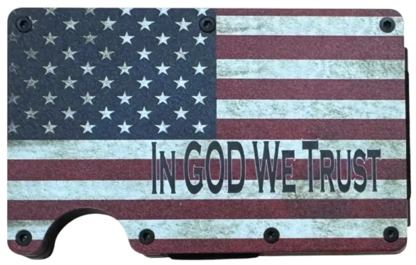distressed texture, in god we trust wallet