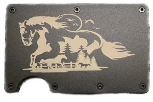 Horse ranch metal wallet for men