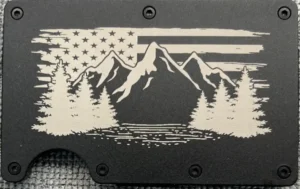 Mountain flag and tress outdoor wallet